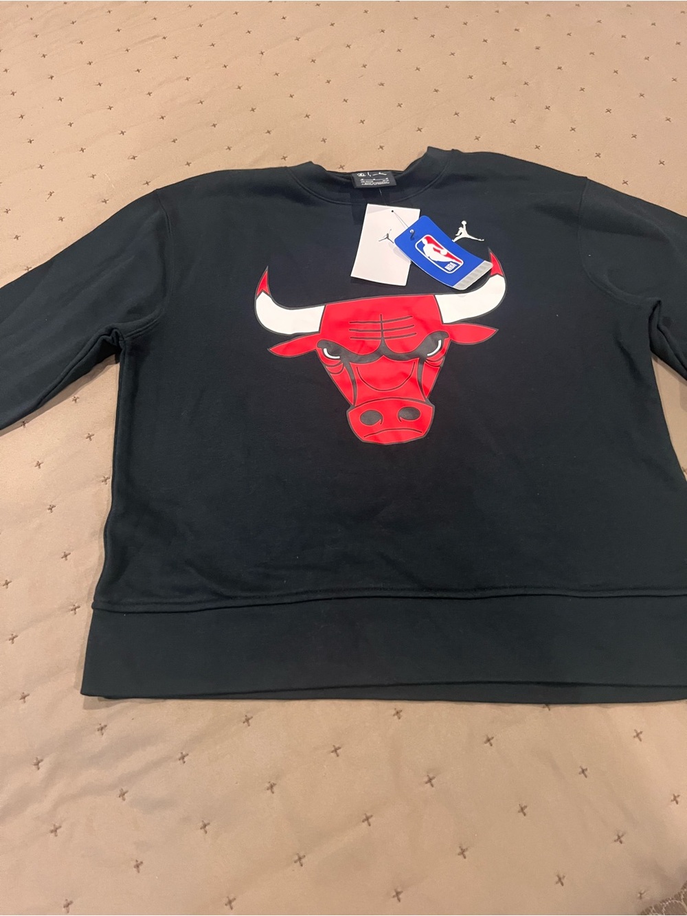 NBA Black Crewneck Sweatshirt with Red & White Bulls Logo